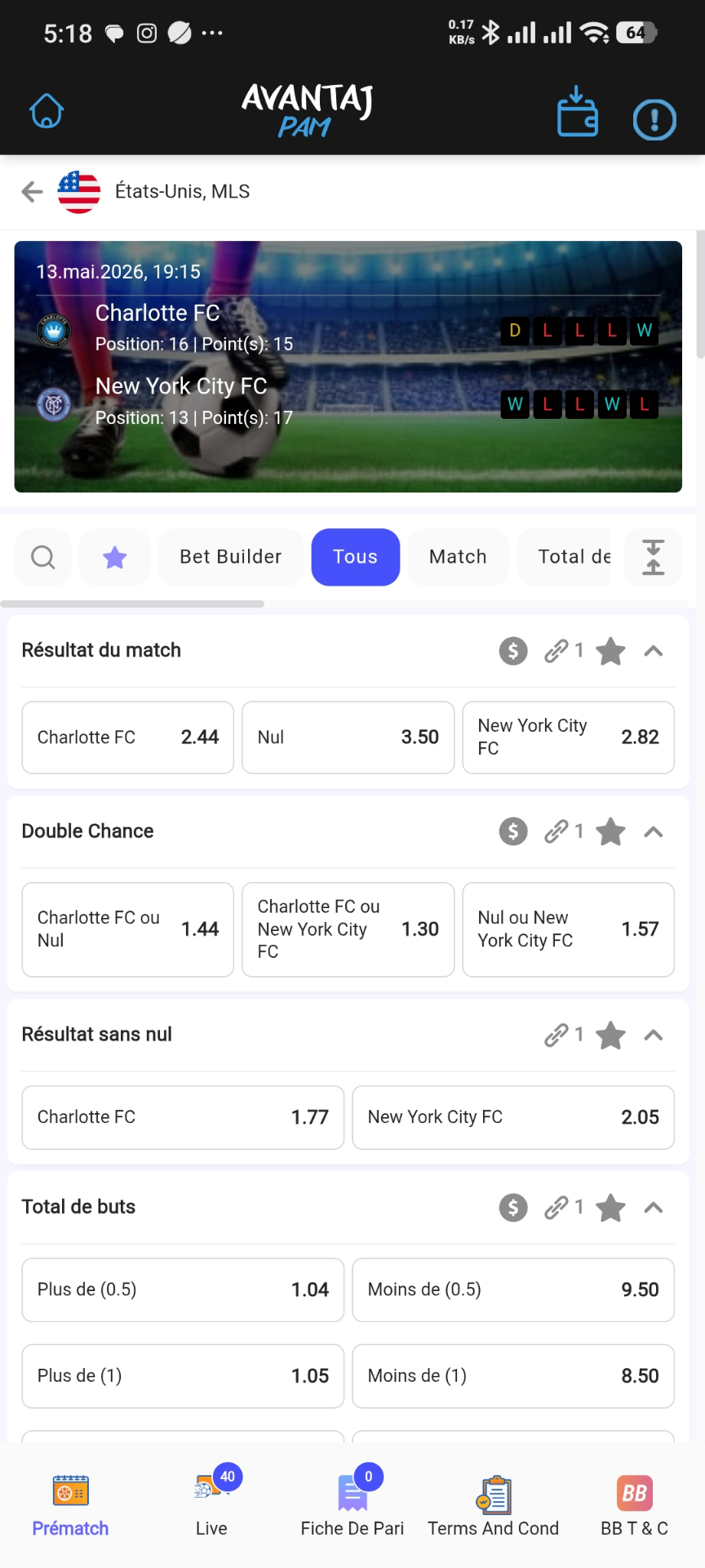 Detay mache paryaj pou yon match foutbòl